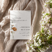Invitation Noir fleur sauvage | Code QR blanc 2 en 1 Mariage