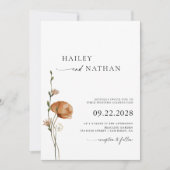 Invitation Noir fleur sauvage | Code QR blanc 2 en 1 Mariage (Devant)