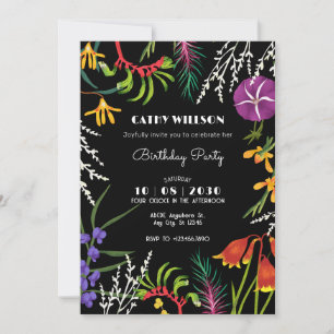 Invitation Noir floral tropical Nature