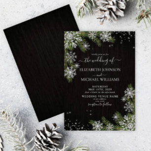 Invitation Noir foncé Rustique Argent Mariage de verdure hive