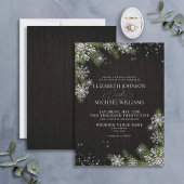 Invitation Noir foncé Rustique Argent Mariage de verdure hive