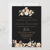 Invitation Noir Forme Royal Floral Espagnol Boda Mariage (Devant)