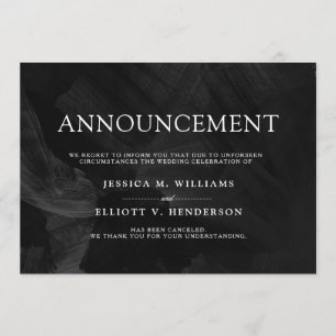 Invitation Noir formel de message d'annulation de mariage