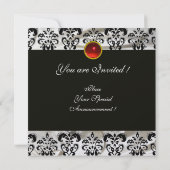 INVITATION NOIR GLACE SILK DOMMASK VÊTEMENT MONOGRAMME ROUGE (Dos)