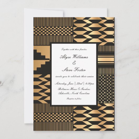 Invitation Noir - Gold Kente (Blanc) (Devant)