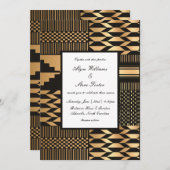 Invitation Noir - Gold Kente (Blanc) (Devant / Derrière)
