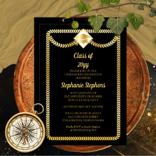 Invitation Noir   Gold Serpentine Graduation Party