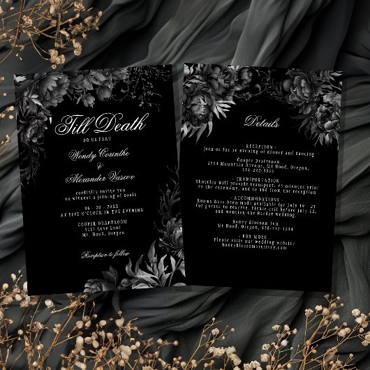 Invitation Noir gothique classique 'Jusqu'à la mort Mariage D