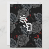 Invitation Noir gothique Grunge rouge texturé Roses noirs (Dos)