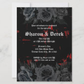 Invitation Noir gothique Grunge rouge texturé Roses noirs (Devant)