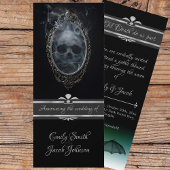 Invitation Noir gothique Halloween Mariage Ghoost crâne et ch