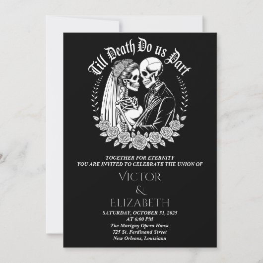Invitation Noir Gothique Jusqu'À La Mort Do Us Part Mariage (Devant)