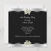 Invitation Noir Gris Blanc Léopard Perle Fête d'anniversaire (Dos)