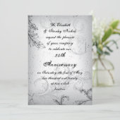 Invitation Noir gris défilement 25e anniversaire de mariage a (Debout devant)