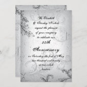 Invitation Noir gris défilement 25e anniversaire de mariage a (Devant / Derrière)