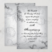 Invitation Noir gris défilement 25e anniversaire de mariage d (Devant / Derrière)