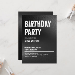 Invitation Noir Grunge Anniversaire