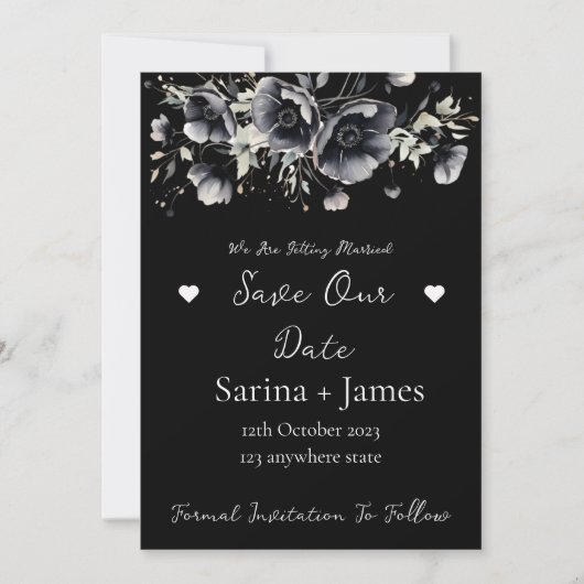 Invitation Noir Halloween Mariage Autum Enregistrer La Date (Devant)