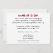 Invitation NOIR HISTORIQUE MOIS Fête de la fête de l'événemen (Dos)