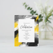 Invitation Noir Jaune Blanc Moderne Abstrait Brosses (Debout devant)