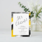 Invitation Noir Jaune Blanc Moderne Abstrait Brosses (Debout devant)