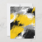 Invitation Noir Jaune Blanc Moderne Abstrait Brosses (Dos)