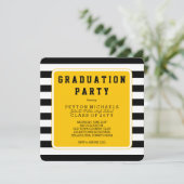Invitation Noir | Jaune Sporty Striped Graduation Party (Debout devant)