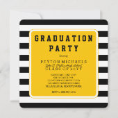 Invitation Noir | Jaune Sporty Striped Graduation Party (Devant)