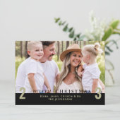 Invitation Noir Joyeux Noël Simple 2023 Photo (Debout devant)