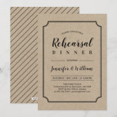 Invitation Noir & Kraft | Dîner classique de répétition Maria (Devant / Derrière)