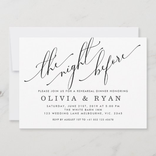 Invitation Noir la nuit avant l'invitation (Devant)