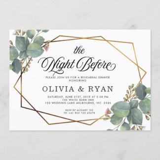 Invitation Noir la nuit avant l'invitation geo eucalyptus