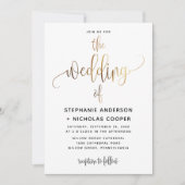 Invitation Noir Lovely Script Typographie Mariage Or (Devant)