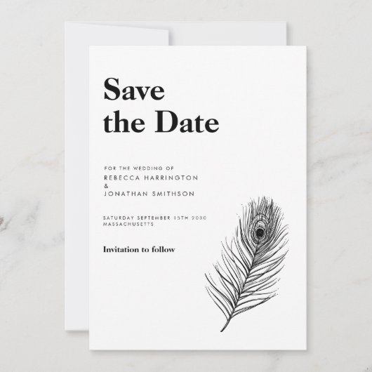 Invitation Noir Mariage Minimal Enregistrer La Date (Devant)