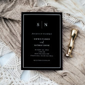 Invitation Noir minimal et chic | Mariage frontière blanc