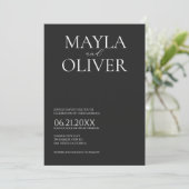 Invitation Noir minimaliste avec Mariage photo (Debout devant)