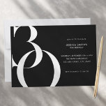 Invitation Noir minimaliste moderne 30e anniversaire<br><div class="desc">Invitation moderne minimaliste de 30ème anniversaire avec design simple avec typographie chic et script élégant.</div>