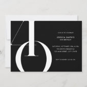 Invitation Noir minimaliste moderne 40e anniversaire (Devant)