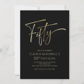 Invitation Noir minimaliste moderne 50e anniversaire (Devant)