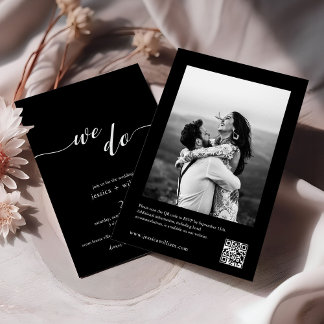 Invitation Noir minimaliste Nous faisons QR Code Mariage phot