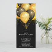 Invitation Noir moderne 50E Anniversaire Or Ballons Noir (Debout devant)