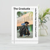 Invitation Noir moderne Blanc Deux Photo Grad Party (Debout devant)