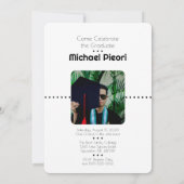 Invitation Noir moderne Blanc Deux Photo Grad Party (Dos)