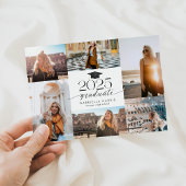 Invitation Noir moderne + blanc Script 2025 Graduation