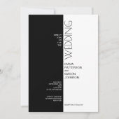 Invitation Noir moderne blanc symétrique (Devant)