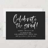 Invitation Noir | Moderne Brossé Partie de Graduation Script (Dos)