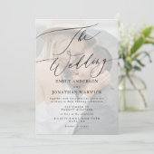 Invitation Noir moderne CODE QR simple retour Mariage photo (Debout devant)