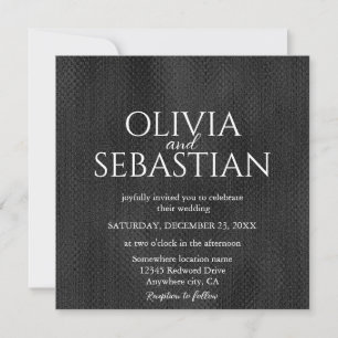 Invitation Noir moderne délicat minimaliste Mariage texturé