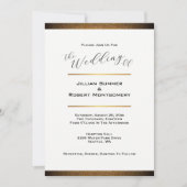 Invitation Noir moderne et blanc avec Mariage or (Devant)