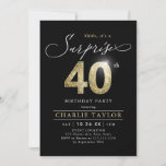 Invitation Noir moderne et or adulte surprise 40e anniversair<br><div class="desc">Modern Shhh, c'est une surprise 40e anniversaire invitation de fête comprend script élégant et faux or parties scintillant numéro 40 et vos détails de fête sur couleur arrière - plan noir, simple et élégant, grande surprise invitation d'anniversaire adulte jalon d'anniversaire pour les hommes et les femmes. la couleur noire de...</div>